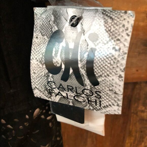 Carlos Falchi M NWT Heavy Black Textured Designer Leather Suede Punchout Coat - Picture 7 of 9